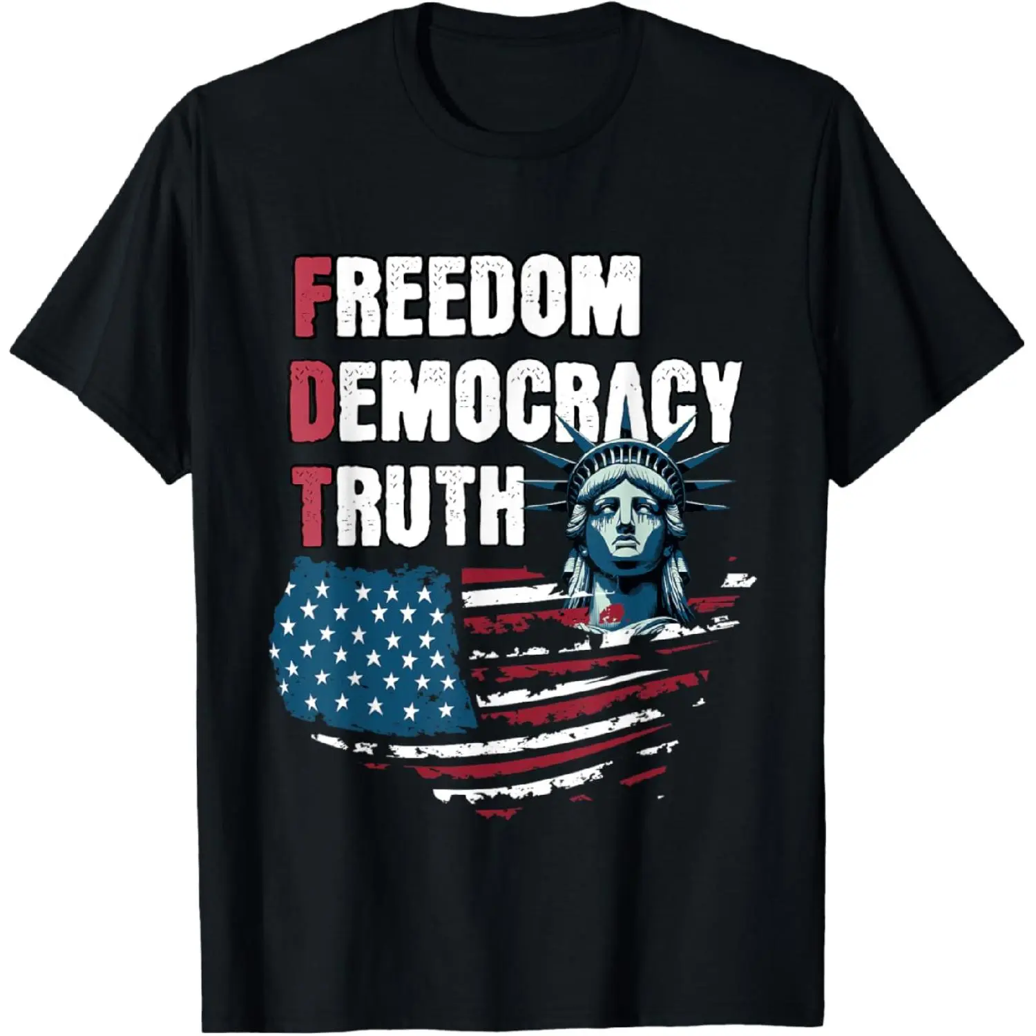 Freedom Democracy Truth T-Shirt Black Menswear clothing merch mens t-shirts graphic