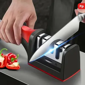 Four-In-One Knife Sharpener Set, Stainless Steel Blade Sharpening Tool, Non-Slip Handle, Ergonomic Design, Easy-To-Use Kitchen Accessory, Ergonomic Grip, Durable, Kitchenware