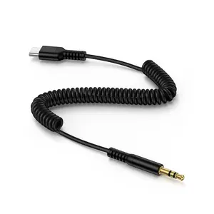 Coiled USB C to 3.5mm Audio , Auxiliary to USB C for  17/16/15 Pro Max,17e, Retractable 6FT Hi-Fi Type C Aux Cord for Galaxy S26/S25 Ultra, Pixel 10/9, Aux  for ,Headphones,Speakers