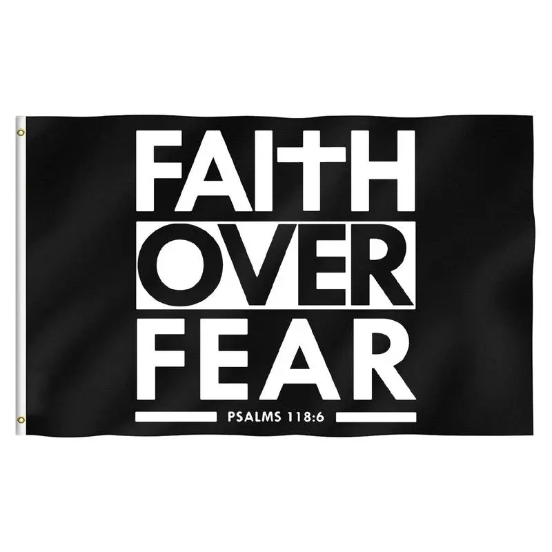 3x5 FT Religious Christian Faith Over Fear Bible Scripture Print Flag - Single-Sided, Vivid Color, UV Fade Resistant Polyester, Canvas Header, Double Stitched, Brass Grommets - Size-Specified Indoor Letter Signage Festive Backdrops & Banners Home Supply