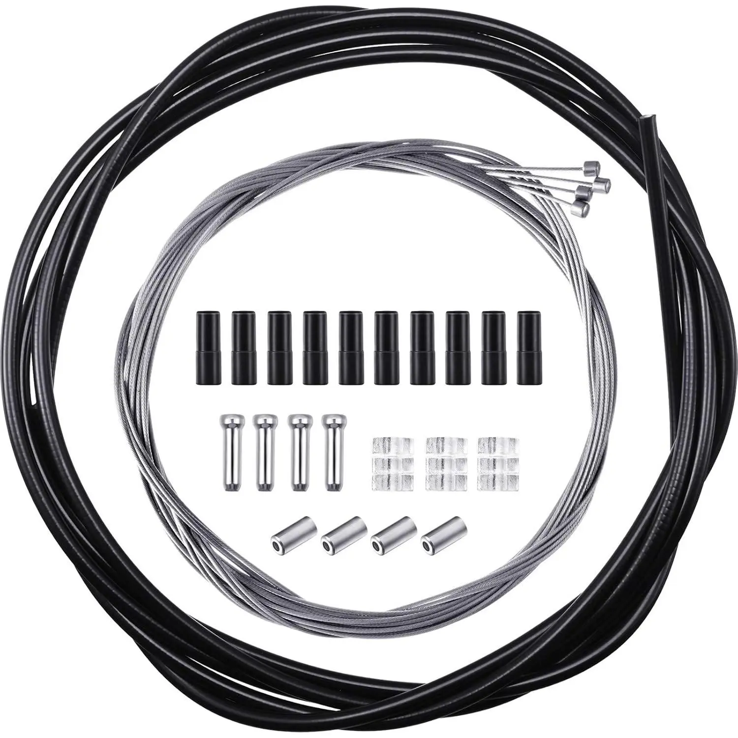 4 Pack Bike Gear Cable Kit for Bicycles Universal Mountain Road Bike Shift Cable Set Black Transmission Shifter Housing Repair Accessories Easy Installation, Mountain Bikes, Shifters