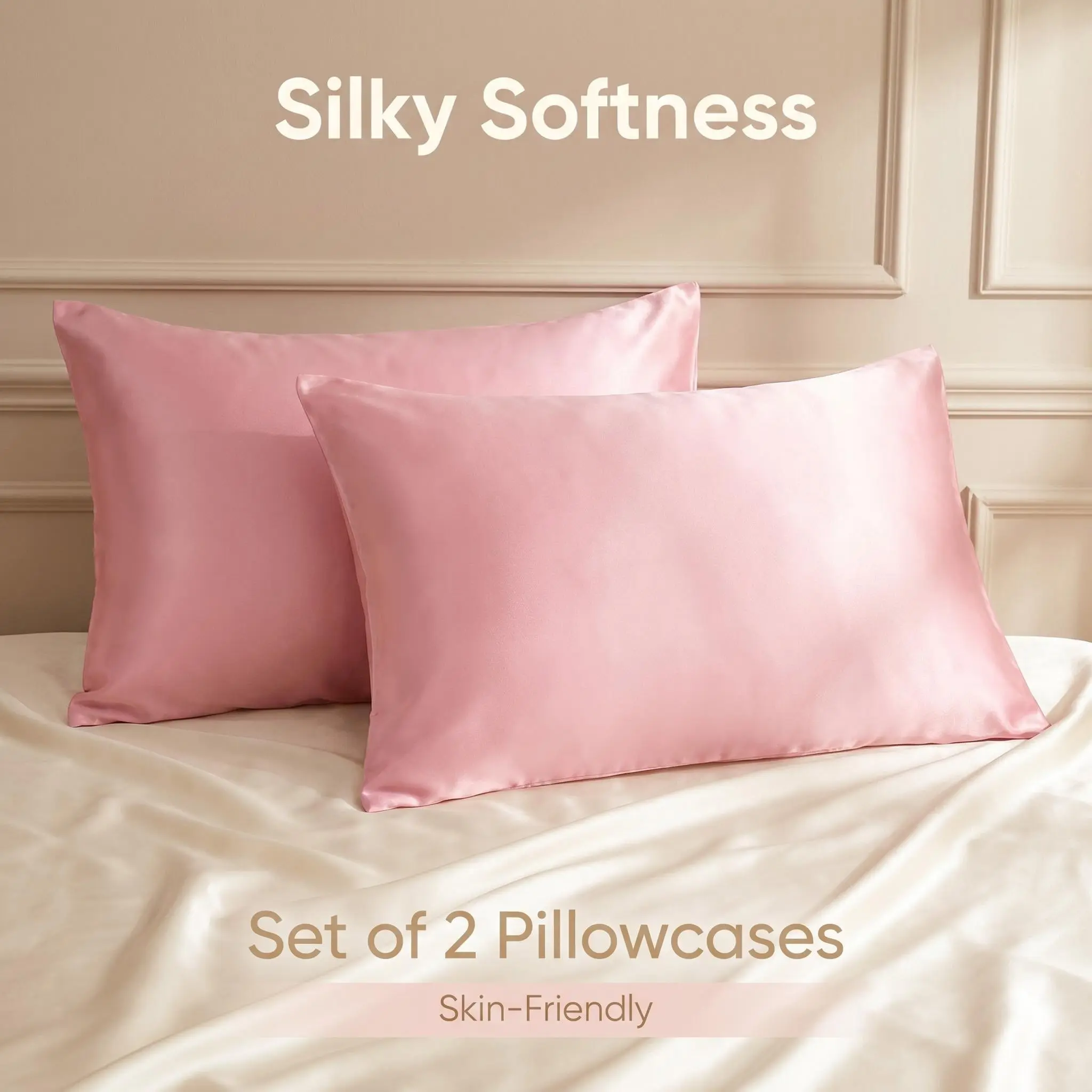 Bedsum 2 Pack Silky Smooth Satin Cooling Pillowcases, Small Size 14"x20", Super Soft and Silky Envelope Closure Travel Pillow Covers