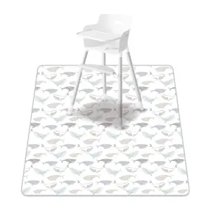 1PC whale Waterproof Baby Splat Mat for Under High Chair, 130cm Reusable TPU Toddler Eating Mess Mat, Washable Floor/Table Protector for Mealtime, Arts & Crafts, Playtime