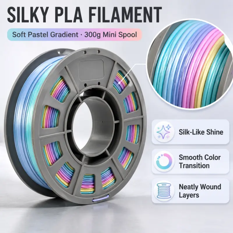 Aurora Purple-Pink Gradient PLA 3D Printing Filament (1.75mm, 300g/0.66lbs) - 3D Printing Supplies, Biodegradable Iridescence, Tangle-Free Compact Spool, Low Warpage, for Fantasy Model Decorations & Mainstream Desktop FDM Printers