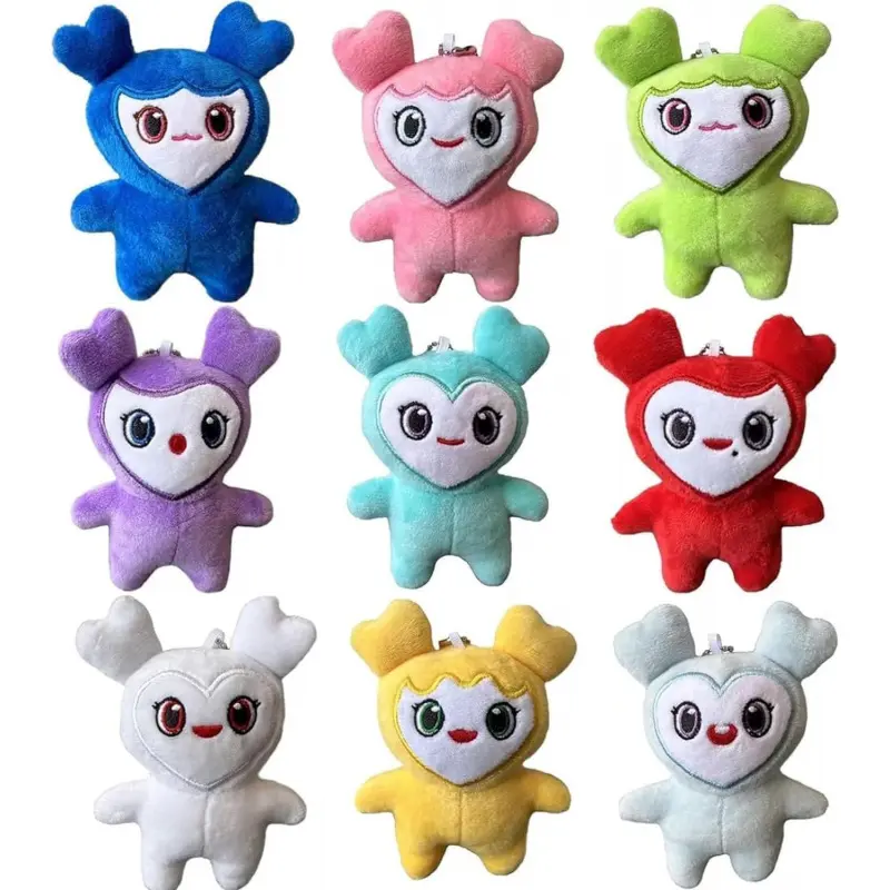 Plush doll pendants, cartoon plush keychains, fan gift set, 9 pieces
