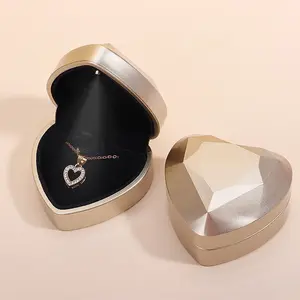 Heart-Shaped Jewelry Box with LED Light, Ring Gift Packaging Box, Pendant Ornament Case, Elegant Storage Solution for Accessories