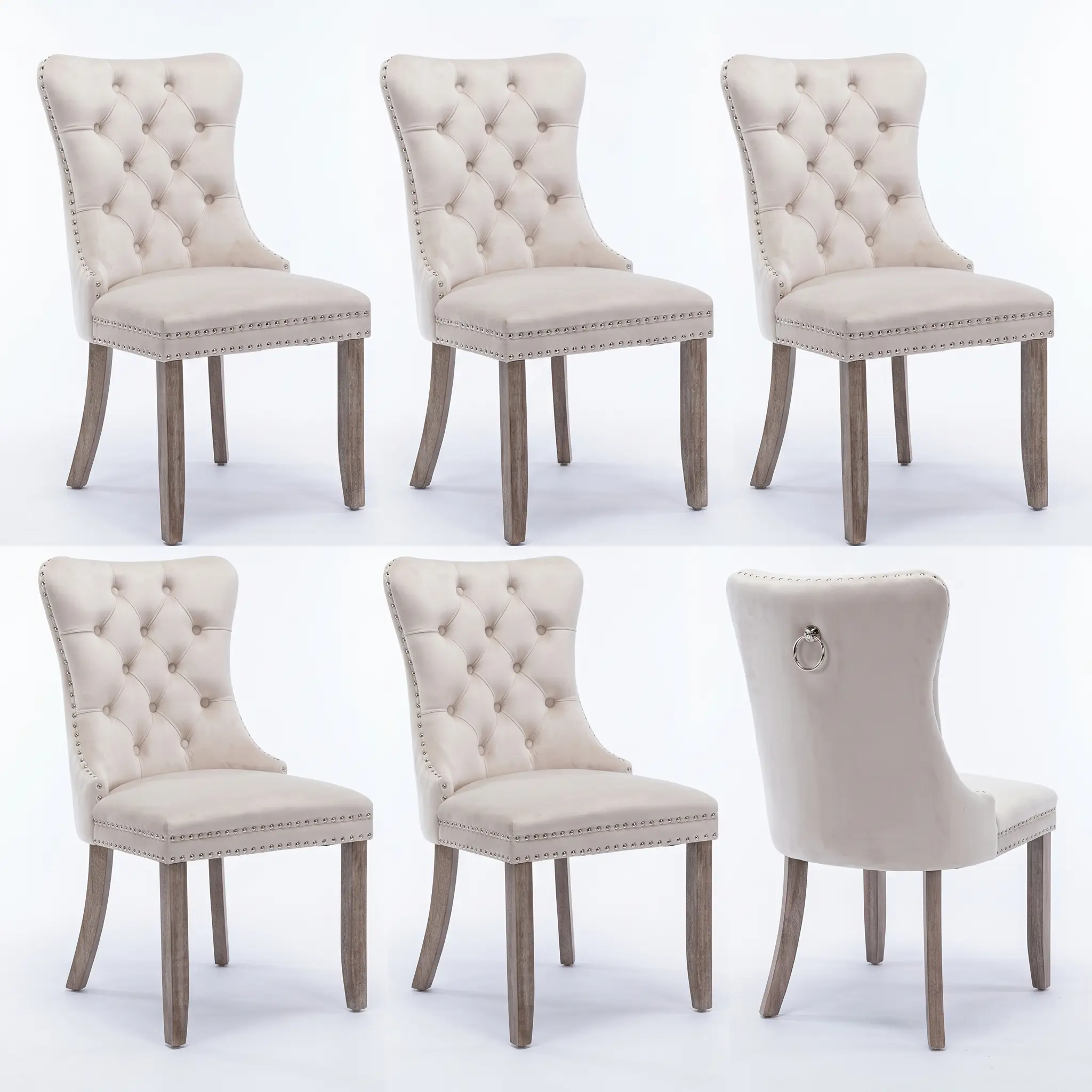 Modern Velvet Upholstered Dining Chairs (1/2/4/6Pcs) - High-Density Foam Cushion, Bow Spring Support, Back Ring Pull, Solid Wood Legs for Dining Room, Kitchen (12 Colors Available)