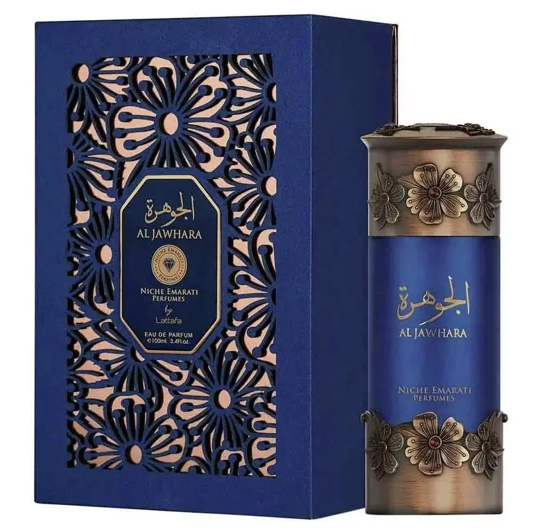 Lattafa Niche Emarati Al Jawhara Eau De Parfum Spray 3.4 oz Premium Perfume with Intricate Design Regular Edition Arabic Scent Aromatic Woody