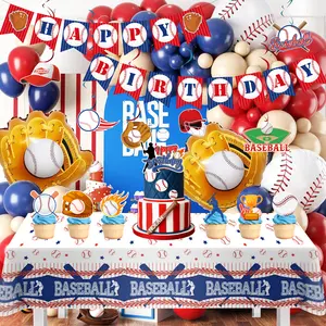 Baseball Party Decorations ballon, 118pcs Baseball Birthday Decorations Set Include Baseball Cupcake Toppers Balloons Hanging Swirls Tablecloth etc Baseball Themed Party Decorations for Sports Party