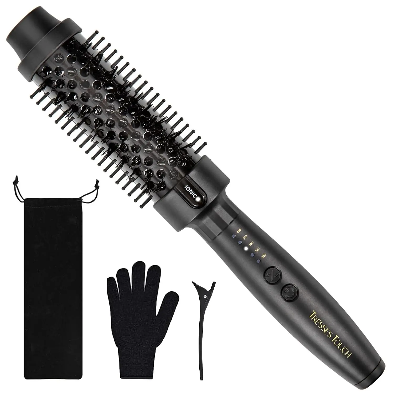 1.5-Inch Thermal Heated Round Brush for Blowout, Negative Ion Tourmaline Ceramic, 5 Temp Settings, Dual Voltage for Travel, Easy to Use, Less Damage, Shiny & Smooth Hair