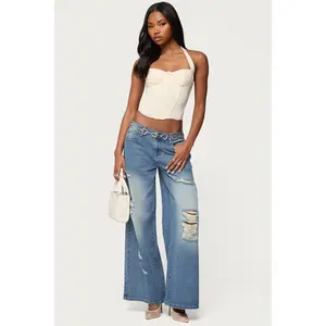 Frye Distressed Low Rise Baggy Jeans
