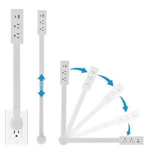 Rotating Power Strip Outlet Extender – 2 AC Outlets + USB-C/USB-A Ports, 34" Extension, Space-Saving Design, TikTok # 1 Outlet Hack, Home & Office Use