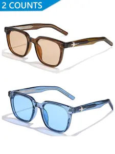 Unisex Simple Style Plain Color Sunglasses, Trendy Casual UV Protection Sunglasses for Everyday Use, Fashion Accessories for Outdoor Activities, Trendy Beach Eyewear