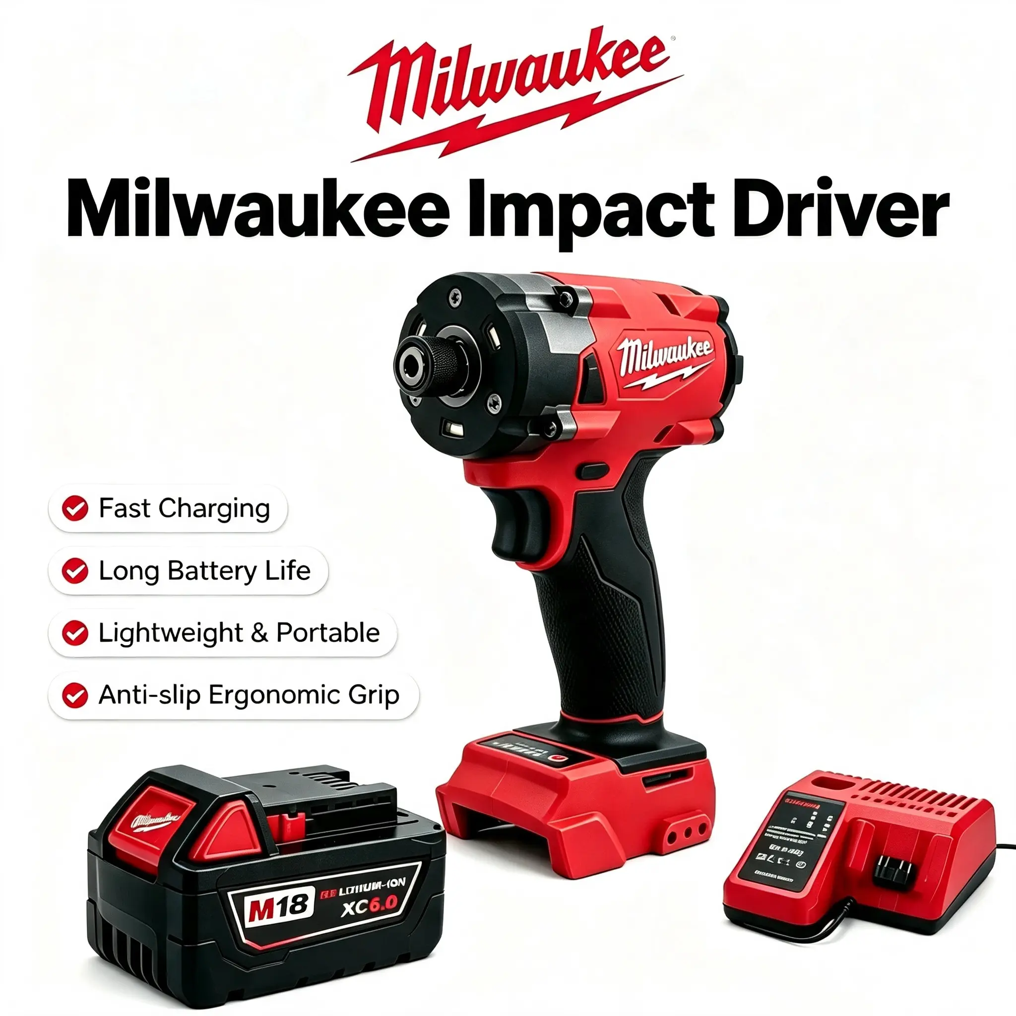 Milwaukee M18 Compact Brushless 1/4-Inch Hex Screwdriver Kit - 4.4In Body, 3-Speed Control, Ideal for Tight Space Fastening, Furniture Assembly, Wall Finishing & Mounting Tasks