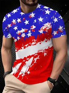 Men's Printed T-Shirt - Black/Gradient Multi-color Trendy Top, Round-neck Short-Sleeved T-shirt, suitable for daily wear, casual gatherings, fashionable gradient style, machine washable, Menswear