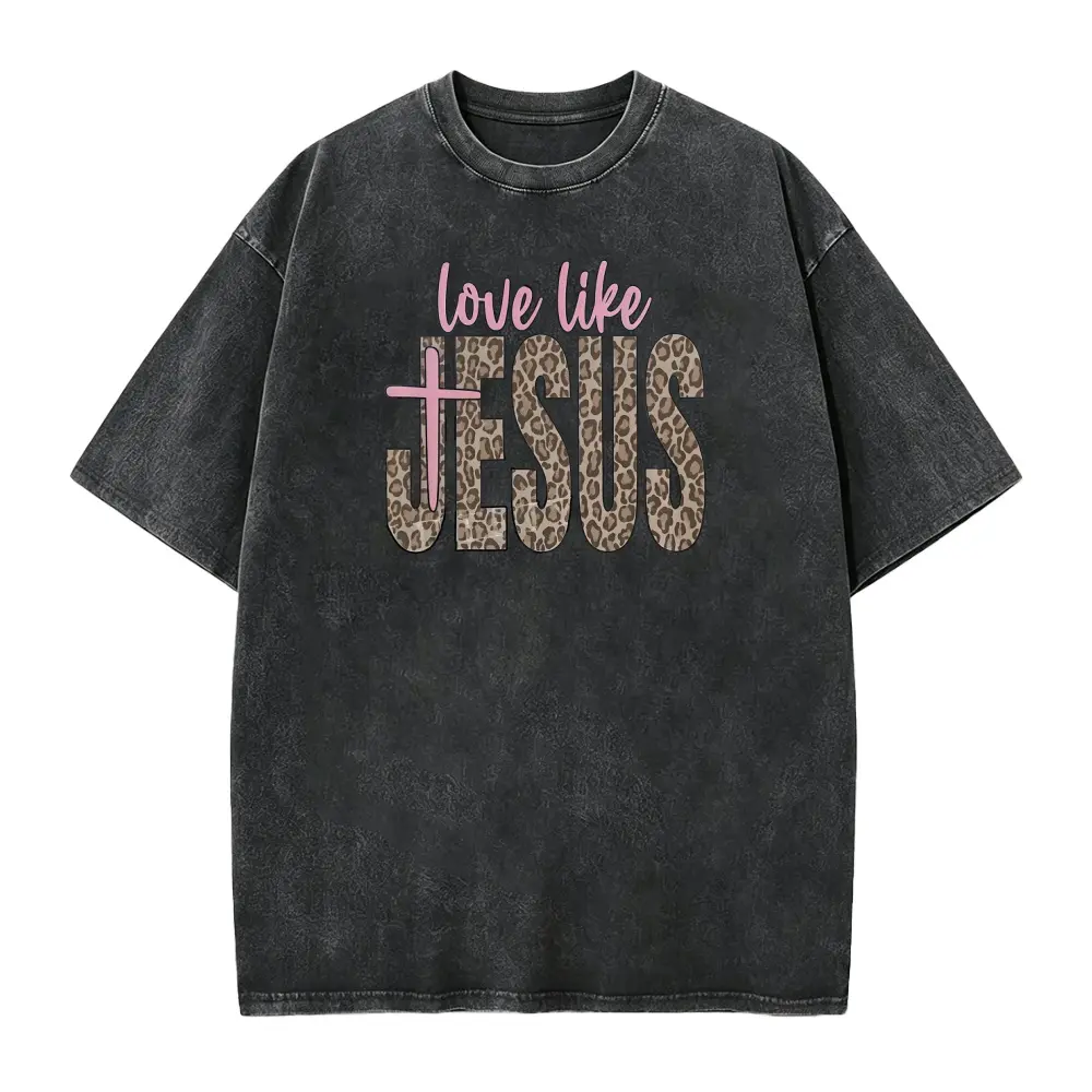 Leopard Love Like Jesus Womens Christian T-Shirt  Tee Jesus Tshirt Cheetah Preppy Faith-inspired Shirt Trendy Teen Gift Casual Cotton