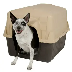 Aspen Pet Petbarn 3 Plastic Outdoor Dog House - Medium Size for Pets 25-50 lb - Tan