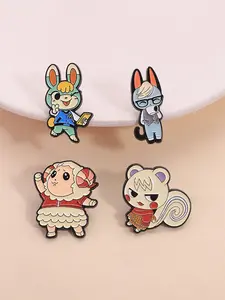 Set of 4 Animal Crossing Villager Badges, Cute Enamel Pins, Healing Fashion Accessories, Perfect for Collectors & Fans