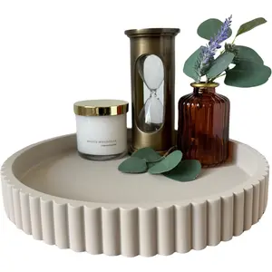 Round Decorative Tray for Coffee Table Decor - Concrete Round Tray Home Decor - Bandejas Decorativas - Circle Coffee Table Centerpiece