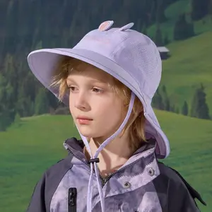 2026 New Kids Sun Hat UPF Style Cartoon Bucket Hat for Boys & Girls, Wide Brim Fisherman Cap with Neck Flap, Lightweight UV Protection Summer Outdoor Hat for Beach, Travel & Daily Play