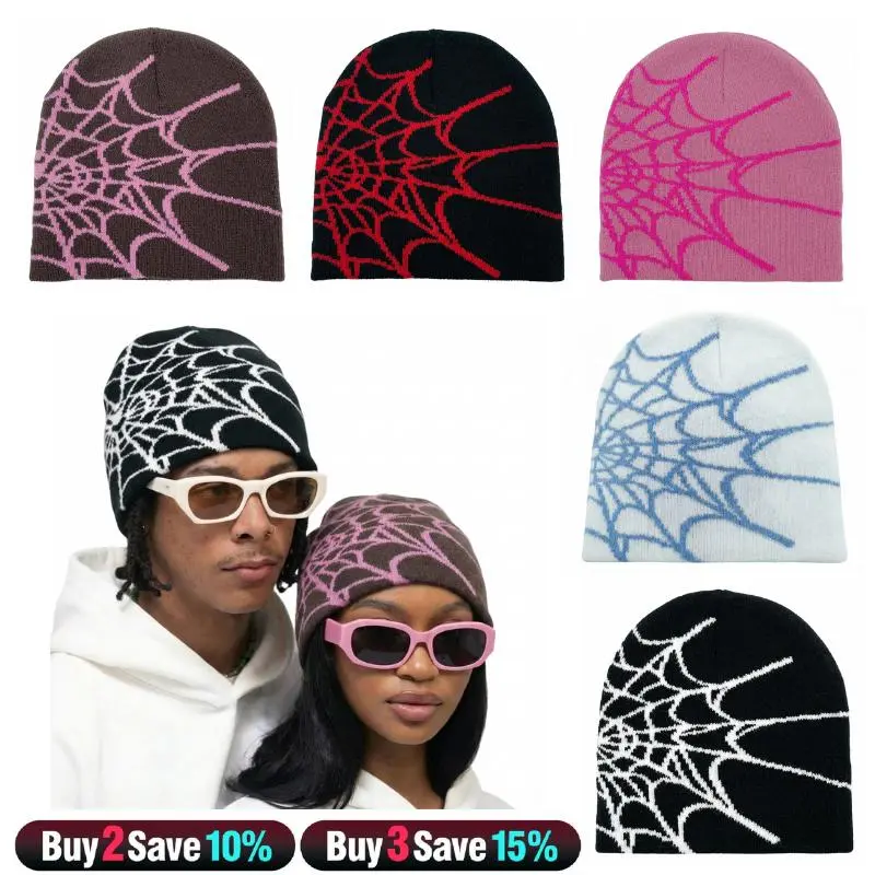 y2k beanie Spider Hat Solid Color Casual Knit Hat Party Spider Web Hat Springtok Unisex Windproof Hat Gift skull cap beanie hat