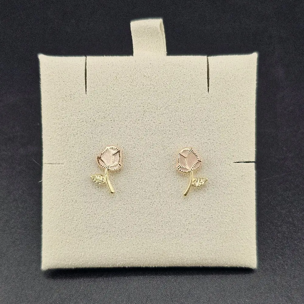 14k Gold Flower tulipan  Design Earrings, Kenia Collection Everyday Wear Jewelry