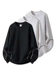 CCCMAI Men's Regular Fit Plain Sweatshirt Crew Neck Long Sleeve Top Street Fashion Style Loose Casual Solid Color Pullover Suitable for Spring and Fall Fashionable Menswear