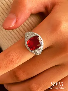 925 Sterling Silver Women's Elegant Rhinestone Decorated Ring, Duchess Cut Ring, 2024 New Style Exquisite Trendy Ring, Fashionable Jewelry Accessories for Women As Gift