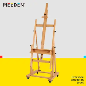 MEEDEN Art Extra Large Heavy-Solid Beech Wooden Easel, with 4 Premium Locking Silent Caster Wheels, Hold Max 82"
