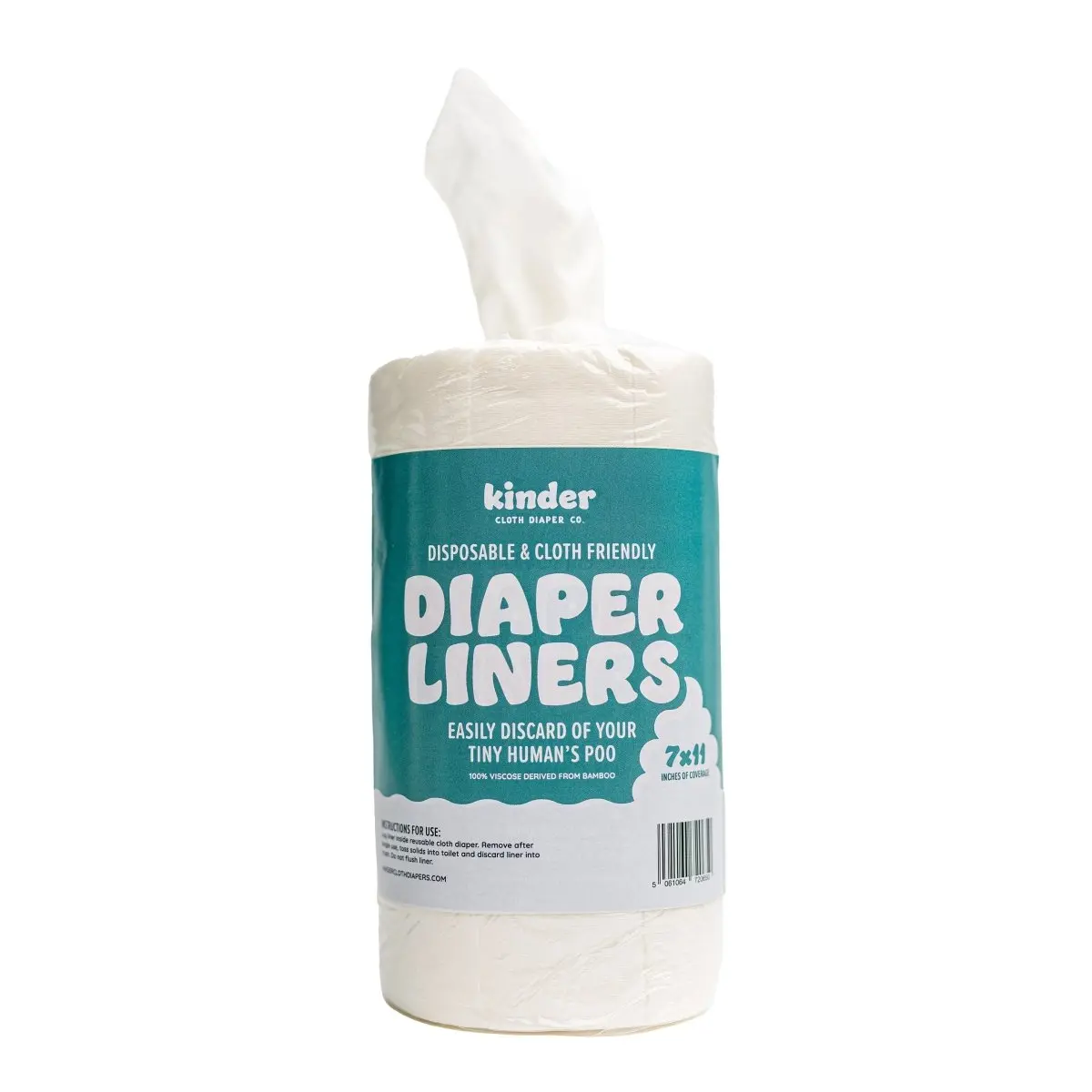 Kinder Disposable Bamboo Viscose Diaper Liners Roll of 100 Lightweight Unscented Cloth Diapering Essentials