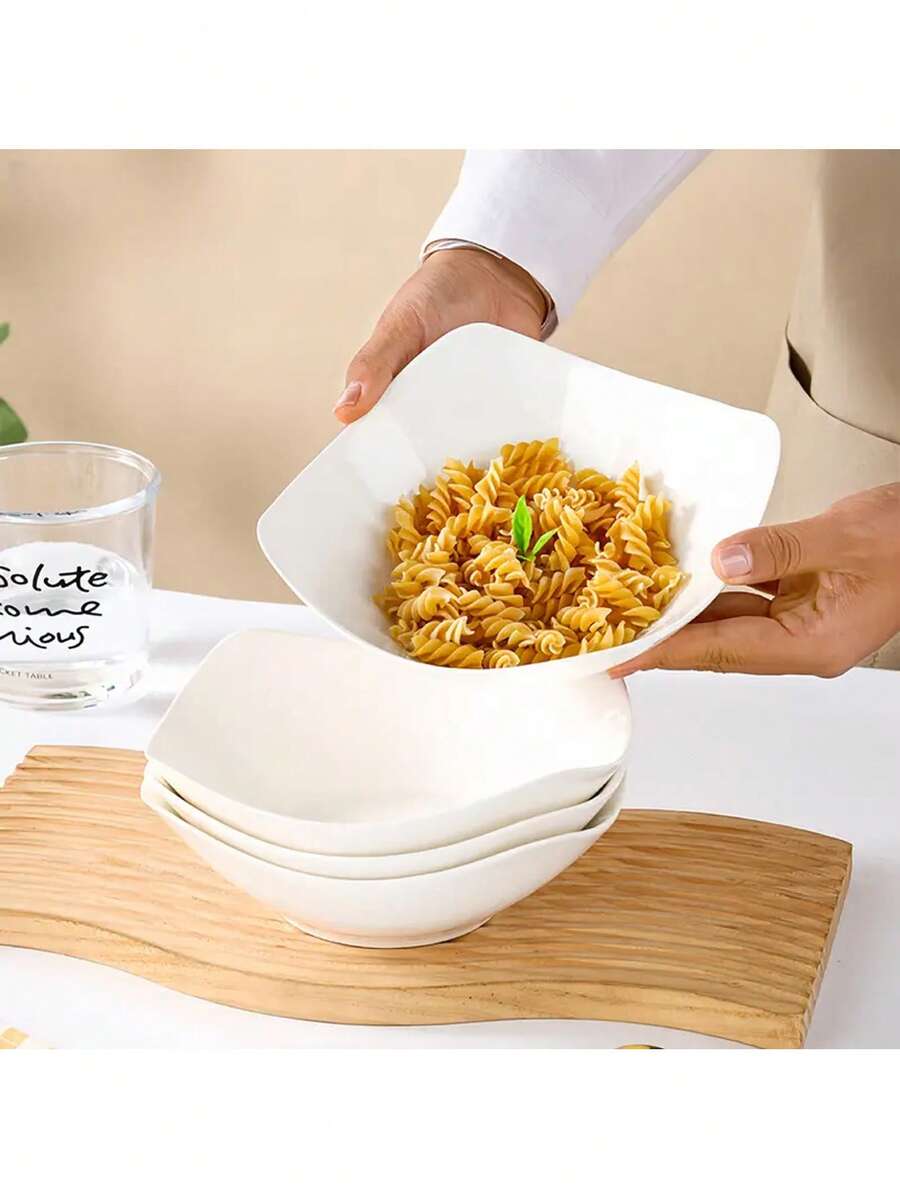 2-10 sets of reusable white salad bowls and plates, made of PP plastic, suitable for cold dishes, cooked food, desserts, and party food. Stackable for easy storage, ideal for family gatherings, hotels, microwave heating, and outdoor RV/camping picnic part
