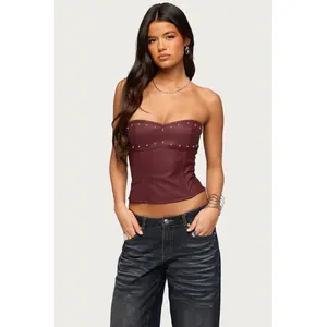 Izara Studded Faux Leather Corset