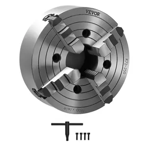 fathersdaygift  VEVOR 4 - Jaw Lathe Chuck, 3 Inch (80 mm), 4 - Jaw Chuck, 0.1 - 3.15 in (5 - 80 mm) Clamping Range with T - key Fixing Screws Reversible Jaws, HT300 Material, Internal External for Wood Metal LatheVEVOR Super Brand Day