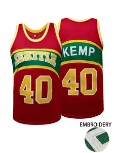 Men's #40 Seattle Retro Basketball Jersey, Full Stitched Premium Embroidered Fan Jersey, Breathable Wrinkle-Resistant Mesh Shirt, Basketball Gear for Collection & Game Day, Sports Clothing