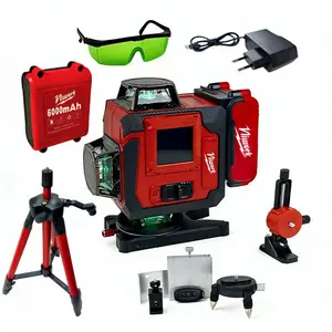 【Summervibes】Niuwork 16 Lines 4D Laser Level 360° Self-Leveling Green Beam | 25m Range ±0.2mm/m Accuracy | Professional Construction Floor Laser Level with Touch Screen & 4-Plane Locking | Total 2 Batteries Included