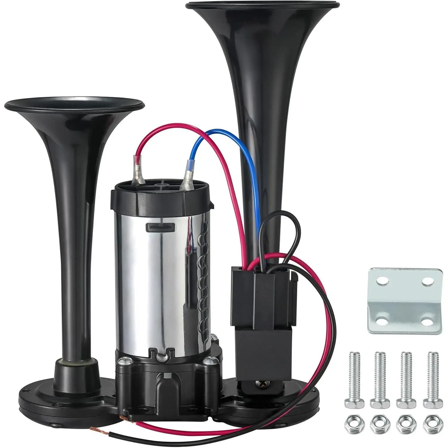 12V Dual-Trumpet Air Horn Kit with Upgraded Compressor, 120dB Super Loud Horn for 12V Trucks, Cars & Emergency Alert Use