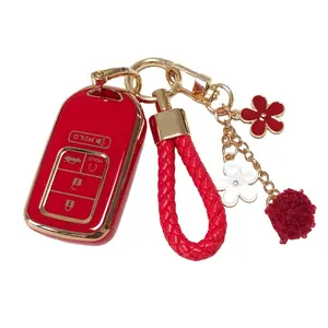 for Honda Car Key Protection Case, Key Fob Protector with Keychain, Soft Durable Tpu Material, 360 Degree Protection, Fits Accord Civic Crv Pilot Ridgeline Passport 3pieces Set, Car Key Protector