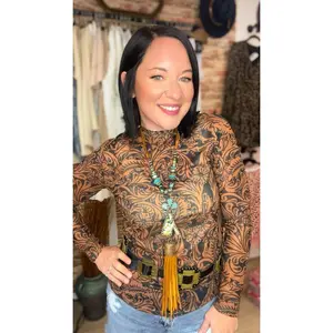 Country Road Leather Mesh Top