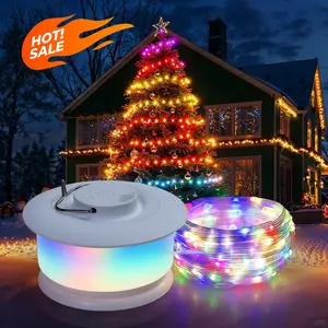 GLITGATE Rechargable Camping lights, 2 in 1 Camping String Light, 8 Flashing Modes and 4 Rhythm Modes Ambinet Light, RGB Tent Lights,Christmas Decorative Atomosphere Lights for Garden and Party,Halloween,Quick Storage Portable string lights