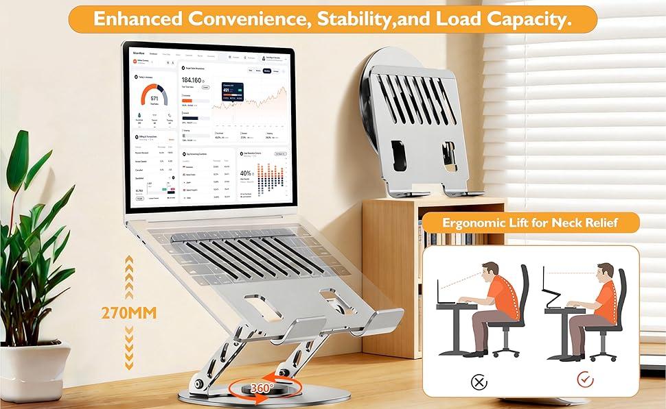 360° Rotatable Tablet Stand Adjustable Foldable Desktop Notebook Stand Holder for 10-17 Inch Laptop Tablet(Large)