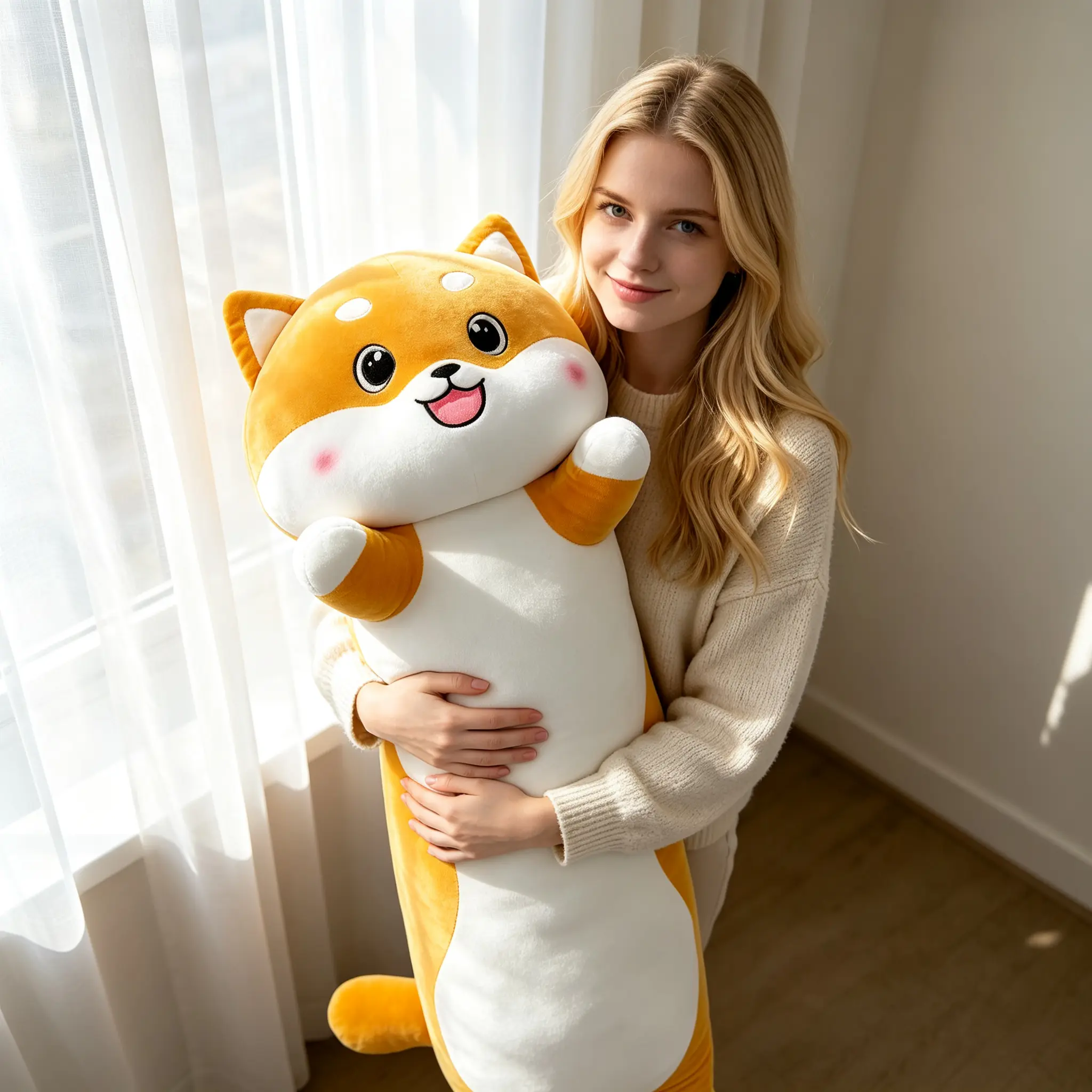 Soft Plush Hugging Pillow - Arm-Holding Animal Stuffed Toy, Cute Collectibles, Fluffy Friends Shiba Inu/Husky/Cat Doll, Bedside Companion, Birthday Gift for Girls, Fluffy Friends Stuffed Toys