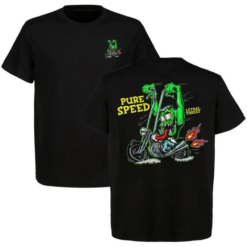 Lethal Threat Pure Speed T-Shirt – Wild Green Monster Motorcycle Graphic Tee for Biker Enthusiasts & Chopper Addicts, Hot Rod Culture Shirt for Men Unisex Cotton T-Shirt