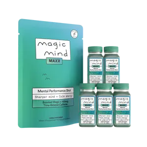 Magic Mind MAXX Mental Performance Shot | Maximum Strength | 165mg Time-Release Caffeine | Lion's Mane, Ashwagandha, Citicoline | 6+ Hours of Focus & Energy | 5x Better Absorption | 2oz | 5 Pack