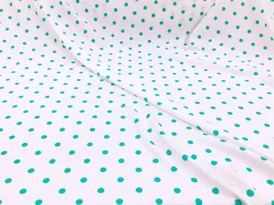 Bullet Printed Liverpool Textured Fabric Stretch White Mint Small Polka Dot R35