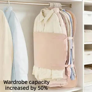Thick Clothes Compression Storage Board with Strap, Foldable Fabric Down Jacket Comressing Hanging Bag, Space Saving Clothes Dust Cover, Closet Organizer Space Saving 50%