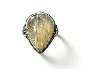 Adjustable S925 Sterling Silver Ring with Rhinestones