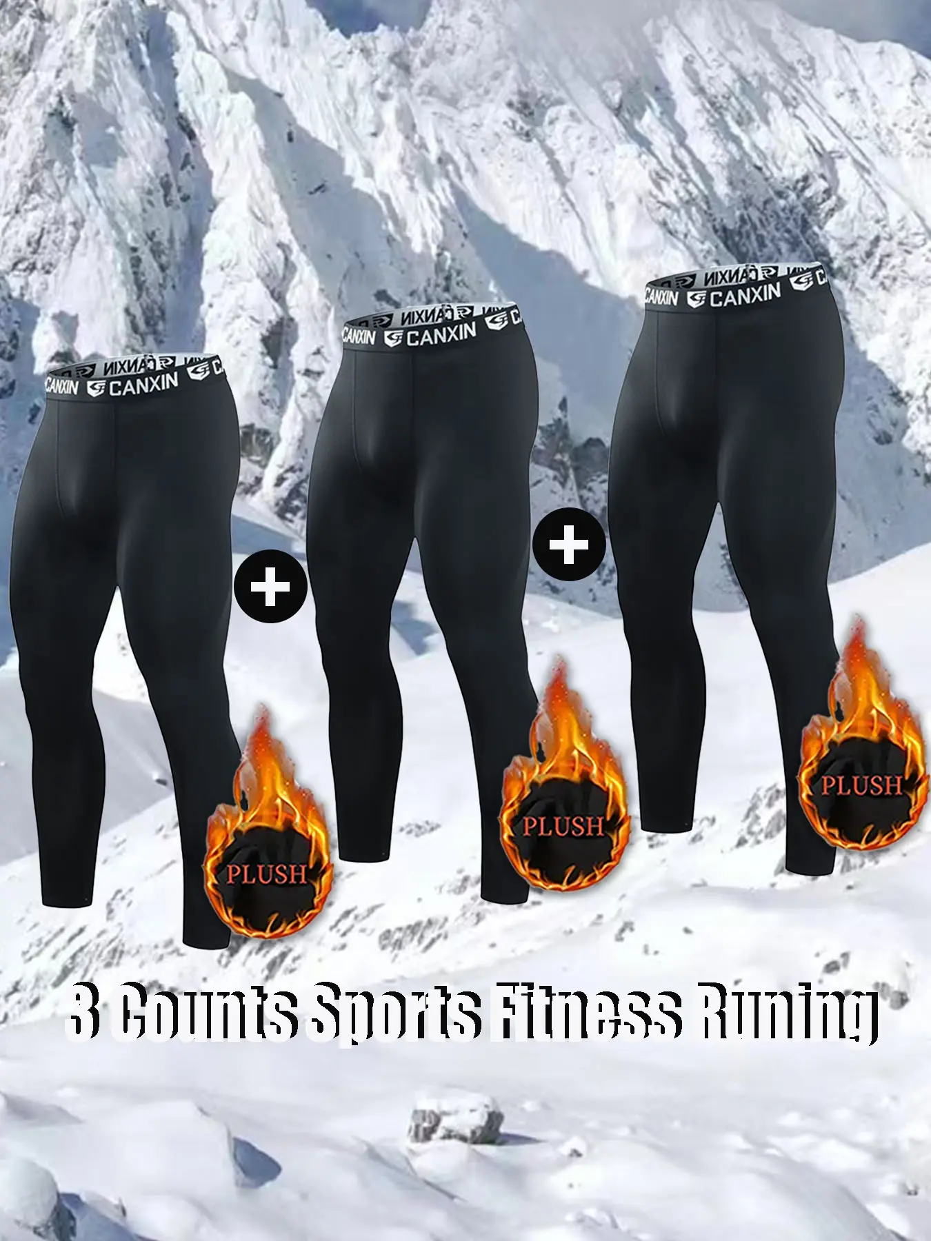 Men's Basketball Compression Pants, 3 Pack Running & Fitness Training Long Leggings, Fleece Lined Warm Base Layer, Breathable Quick-Dry Comfort