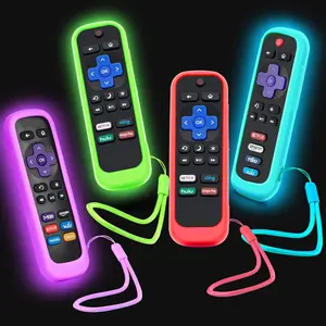 4Pack Case for Remote Control Cover for Hisense/TCL TV Steaming Stick/Express Universal Replacement Controller Silicone Sleeve Skin Glow in The Dark Green Sky Purple Red