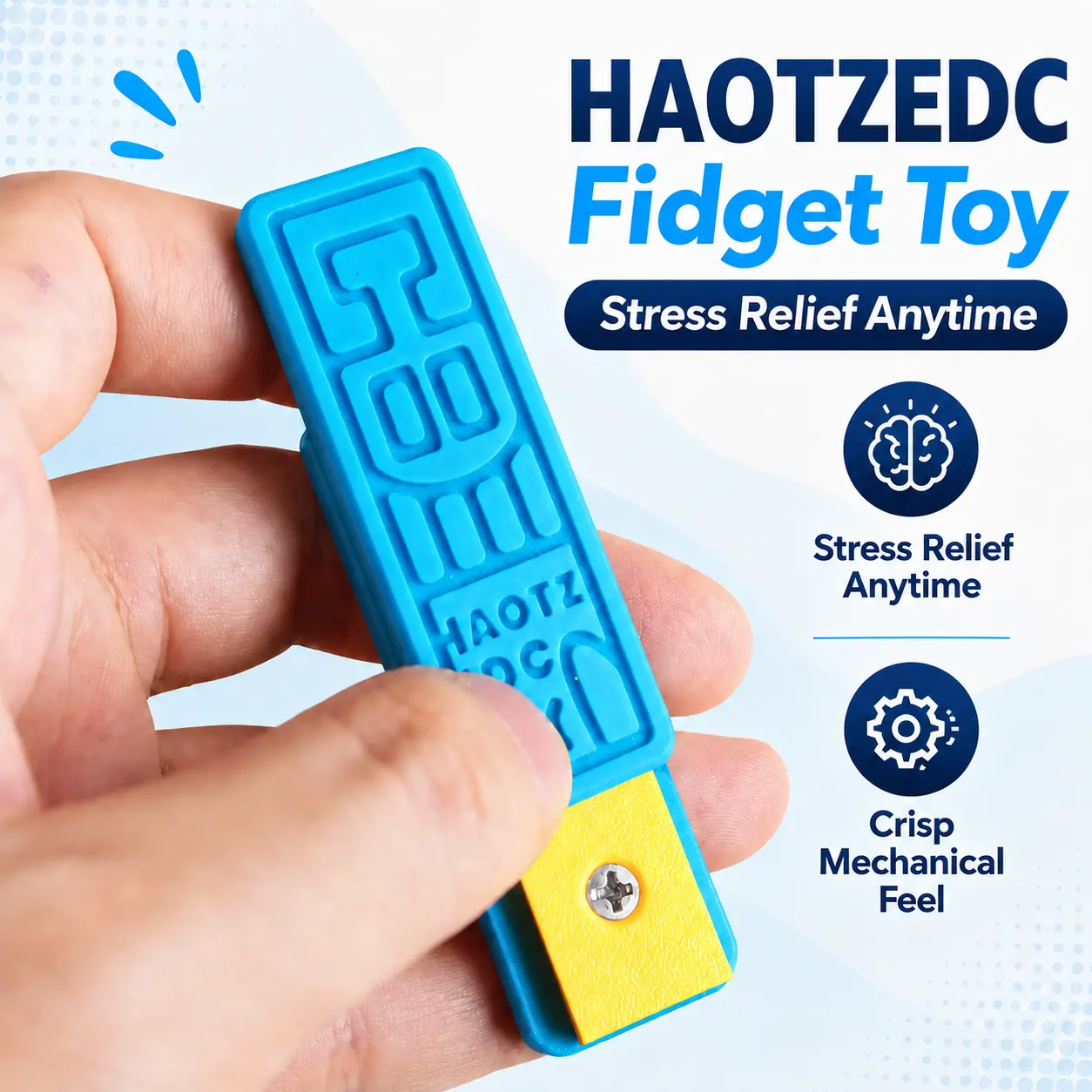 HAOTZEDC Unisex Fidget Slider EDC Gadget - EDC Gadgets for Fidget Enthusiasts, Adult Stress Relief Desk Toy with Mechanical Push Structure, Smooth Push Card, Oddly Satisfying Click Sound, Tactile Feedback, Unique Design for Focus