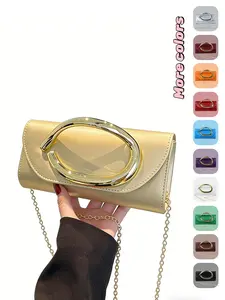 Elegant Square Handle Women's Evening Bag, Fashion Handbag, Clutch Wallet, Shoulder Bag, Fashionable Shoulder Clutch, Perfect for Wedding Party Banquet, Multiple Colors Available